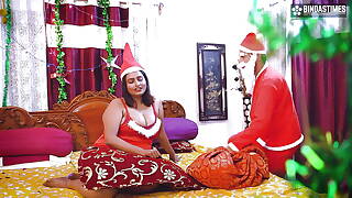 Dirty Big Boobs Sucharita Fucks hard with Fake Santa on Christmas day ( Hindi Audio ) 
